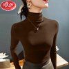 Langsha double-sided German velvet turtleneck bottoming shirt for women, autumn and winter new style, velvet and thickened outer wear, thermal underwear top, burgundy XL, suitable for 110-125 pounds