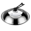 Food-grade stainless steel pot lid, household cooking pot lid, wok lid, universal steel lid, tempered visual lid, glass lid, 34cm vertical handle (suitable for inner diameter 32-33)