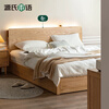 Genji Wood Language All solid wood box bed Nordic oak modern simple master bedroom double bed solid wood color large bed environmentally friendly furniture solid wood color two drawer high bunk box bed 1800mm*2000mm