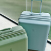 Echolac scratch-resistant trolley case, caster suitcase, fashionable boarding case, suitcase with expansion layer, password PW005, avocado green, 20 inches, with expansion layer