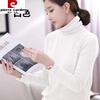 Pierre Cardin pure cotton turtleneck bottoming shirt for women 2025 autumn and winter new style women's fit pile collar inner long-sleeved T-shirt top for women light brown pure cotton long-sleeved T-shirt XL 115-130 catties