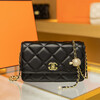 Chanel Little Chanel bag for women 2024 new style trendy genuine leather flap bag shoulder crossbody small gold ball gold beads 01 white