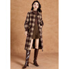 Kebel high-end retro plaid atmosphere coat women's 2025 new autumn and winter temperament mid-length woolen coat L