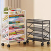 Jungle movable tableside storage small bookshelf classroom desk student books wheeled storage rack bookshelf five layers black