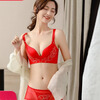 Victoria Palace Zodiac Year Bra Festive Wireless Underwear Sexy Lace Push Up Push Up Side Breast Bra Set Big Red Flowers Blooming Rich 80B 36B Medium Thick