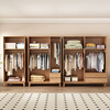 Siguyuan Nordic all solid wood wardrobe hundred-page grille can add top cabinets home bedroom simple two or three doors with drawer storage wardrobe walnut color all solid wood four door wardrobe delivery to home package installation