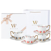 WOOCH Love at First Sight coffee cup with four saucers gift box for couples moving to a high-end new home, business, birthday, wedding souvenir Love at First Sight 4 cups and saucers - red gold + gray gold + white gift box