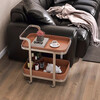 Jiannuo's living room mobile coffee table sofa side table with wheels mobile trolley saddle leather light luxury high-end small coffee table Foshan khaki + caramel brown 57 length * 40 width * 65 height