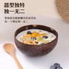 Badger yogurt bowl with spoon wooden dessert fruit salad home breakfast oatmeal natural coconut shell bowl