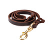 Dog cowhide leash leash, medium and small dog golden retriever German shepherd dog leash, leather rope, p chain dog leash, 1.5cm wide, pure copper hook cowhide leash, material about 2 meters (actual length is about 1.7 meters)