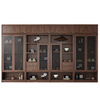 Jinjiang Chuancheng New Chinese style Bogu rack North American black walnut study bookshelf tea room tea rack tea cabinet tea space display cabinet old elm middle cabinet 100*35*240cm