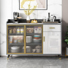 Weiwang slate sideboard modern minimalist living room small apartment storage storage glass door solid wood restaurant entrance tea cabinet Mani gray slate + glass length 68 width 32