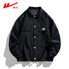 Pull-back jacket men's spring and autumn casual versatile lapel jacket men's trendy workwear men's tops black XL