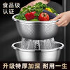 LZJV stainless steel drain basket, kitchen basin, household fruit washing basket, rice basin sieve, 316 steel + extra thick and extra deep, ending soon / 20cm solid basin with leakage basin