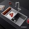 HIGOLD sink large single tank double step basin middle basin black titanium nano SUS304 stainless steel dishwashing sink menu basin BL920284F 680-470