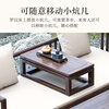 Jinyuyuan black gold large solid wood Arhat bed tea table and chair combination living room home coffee table office tea table tea table 2.2m flat model + Arhat bed + 5 palace chairs + side cabinet