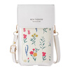 Dipur mobile phone bag hanging neck touch screen wallet mobile phone case crossbody small bag for women coin card holder waterproof mobile phone protective cover white flowers