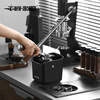 MHW-3BOMBER bomber coffee handle small dregs bucket, diagonal design coffee machine handle dregs bucket, desktop powder bucket, anti-powder splash, small square dregs bucket - dazzling black