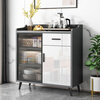 Weiwang slate sideboard modern minimalist living room small apartment storage storage glass door solid wood restaurant entrance tea cabinet Mani gray slate + glass length 68 width 32