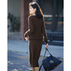 Demana Contrast Color Polo Collar Suit Autumn Long Sleeve Pullover Two-piece Set for Women