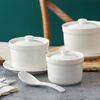 Ostar Soup Cup Set of Four Bird's Nest Stew Cups Ceramic Soup Cups Water-proof Steamed Eggs Small Stewing Jars Dessert Cups with Lid Pure White Commercial 2 Pack Pure White with Lid 4.5 Inch 400ml