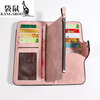 Kangaroo (KANGAROO) card holder women's exquisite high-end soft leather frosted wallet women's long multi-card slot folding card holder wallet all-in-one bag for women pink