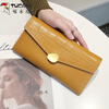Woodpecker (TUCANO) Yellow Lucky Large Capacity Genuine Leather Wallet for Women 2026 New Soft Cowhide Crocodile Pattern Hand Wallet for Mobile Phone Bag Rich Yellow