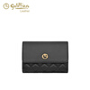 Goldlion Wallet Women's Short 2025 New Fashion Genuine Leather Women's Wallet Simple Tri-fold Card Holder Small Coin Purse Black