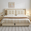 Quanyou Home Cream Style High Box Storage Bed Master Bedroom 1.8 Meter Drawer Storage Bed Home Soft Backrest Double Bed
