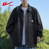 Pull-back jacket men's spring and autumn casual versatile lapel jacket men's trendy workwear men's tops black XL
