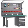 Baigang Heavy Duty Workbench Anti-static Maintenance Table Workshop Fitter Operation Table Assembly Line Packing Table Fixed Four Drawers + Double Hanging Plate + Light Stand + Shed Plate 2100*750*1820