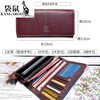 Kangaroo Pure Cow Leather Long Hand Wallet Women's Versatile 2026 New Genuine Leather Thin Multi-Card Slots Wallpaper Holder for Mobile Phones Black - First Layer Cowhide Multi-Card Slots for Mobile Phones