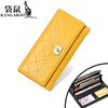 Kangaroo Yellow Lucky Leather Long Wallet Female Xiaofengfeng Internet Celebrity New Dual Photo Slot Wallet Large Capacity for Mobile Phone Valentine's Day Birthday Gift Box Yellow
