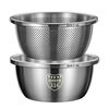 LZJV stainless steel drain basket, kitchen basin, household fruit washing basket, rice basin sieve, 316 steel + extra thick and extra deep, ending soon / 20cm solid basin with leakage basin