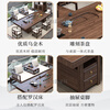 Jinyuyuan black gold large solid wood Arhat bed tea table and chair combination living room home coffee table office tea table tea table 2.2m flat model + Arhat bed + 5 palace chairs + side cabinet