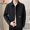Pierre Cardin Jacket Men's Spring and Autumn Trendy Lapel Casual Work Jacket Men's Outerwear Men's Clothing Black XL
