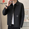 Pierre Cardin Jacket Men's Spring and Autumn Trendy Lapel Casual Work Jacket Men's Outerwear Men's Clothing Black XL