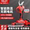 Delixi lithium battery brushless pruning shears, electric high branch scissors, branch fruit trees, rechargeable garden pruning tool, dual display model, 5-opening brushless 2.0Ah two batteries
