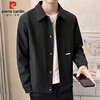 Pierre Cardin Jacket Men's Spring and Autumn Trendy Lapel Casual Work Jacket Men's Outerwear Men's Clothing Black XL