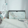 CLCEY hand-held long wallet 8 cards embroidered cloth bag handmade fabric forest style literary retro Chinese style antique ladies gift gift flower and leaf embroidery--bright velvet 19*10