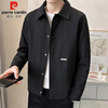 Pierre Cardin Jacket Men's Spring and Autumn Trendy Lapel Casual Work Jacket Men's Outerwear Men's Clothing Black XL