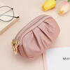 Chajin's new niche pleated hand-held zipper small wallet women's texture mini storage key bag card holder fashionable coin purse brown-double zipper coin purse