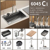 TOTO left drainage household sink 304 stainless steel under-counter washbasin millet honeycomb gun gray large single tank thickened 5MM left row C-6045