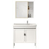 Jomoo's new space aluminum laundry cabinet balcony laundry sink ceramic washbasin with washboard floor-standing washbasin cabinet set ivory white 71*48 cabinet + basin + hardware + mirror cabinet