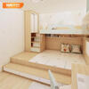 Bungyue I1 tatami with desk small bedroom upper and lower bed wardrobe integrated children's room storage platform bed Hong Kong whole house order