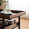 Kona Vans Black Walnut Solid Wood Trolley Storage Coffee Table Simple Living Room Movable Side Table Z Walnut-Ultra Light Aluminum Frame Trolley