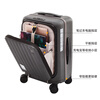 CROWN Trolley Case Zipper Aluminum Frame Suitcase Universal Wheel Front Opening Cover Side Opening Suitcase Travel Case 5278 Iron Gray Zipper 25 inches Need to be checked in