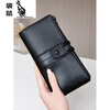 Kangaroo ladies new fashion RFID anti-theft brush retro simple zipper wallet buckle multi-function storage card bag coffee