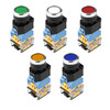 Huijun 22mm illuminated push button switch 10A power reset self-locking start luminous switch blue light-self-locking-24V