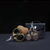 A pair of portable scissors for travel, thread tips for nails, exquisite mini scissors, high-end needlework scissors that can be carried on the plane, cowhide bag mini scissors, gold 5.6CM